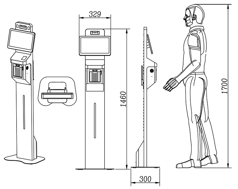 原廠立式13.3寸人臉識別測溫一體機訪客機登記管理系統排隊叫號機