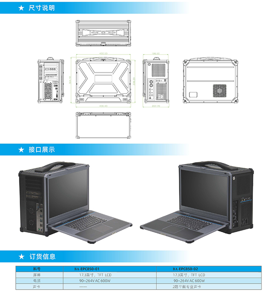 便攜式加固17.3寸計算機工控觸摸電腦一體機